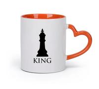 AYUEHBN Ceramics Large Mugs for Hot Drinks Chess Club Intellectual Game Chess King （11oz/320ml） Cappuccino, Latte Macchiato, Tea, Espresso Orange