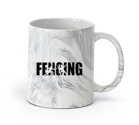 AYUEHBN Ceramics Large Mugs for Hot Drinks Fencing Sports Word Duel Scramble Swords （11oz/320ml） for Tea Coffee Milk Cappuccino Marble Black