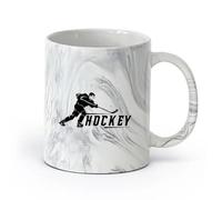 AYUEHBN Ceramics Large Mugs for Hot Drinks Ice Hockey Word Player Skates Puck Sport （11oz/320ml） for Tea Coffee Milk Cappuccino Marble Black