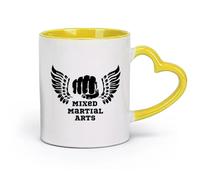 AYUEHBN Ceramics Large Mugs for Hot Drinks Mixed Martial Arts MMA Fight Fighter （11oz/320ml） Ceramic Coffee Mug for Cappuccino Tea, Milk, Yellow