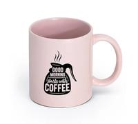 AYUEHBN Ceramics Large Mugs for Hot Drinks Words on Coffee Pot Quotes About Coffee （11oz/320ml） Ceramic Coffee Mugs for Home or Work Pink