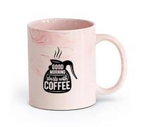 AYUEHBN Ceramics Large Mugs for Hot Drinks Words on Coffee Pot Quotes About Coffee （11oz/320ml） Ceramic Coffee Mugs for Home or Work Marble Pink