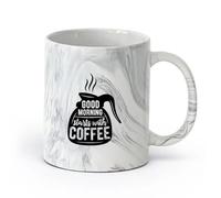 AYUEHBN Ceramics Large Mugs for Hot Drinks Words on Coffee Pot Quotes About Coffee （11oz/320ml） Ceramic Coffee Mugs for Home or Work Marble Black