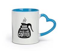 AYUEHBN Ceramics Large Mugs for Hot Drinks Words on Coffee Pot Quotes About Coffee （11oz/320ml） Ceramic Coffee Mugs for Home or Work Blue