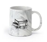 AYUEHBN Ceramics Large Tea Coffee and Hot Chocolate Cups Vintage Edition Book Book Shop （11oz/320ml） Nice Xmas Gift Marble Black