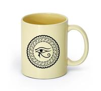AYUEHBN Ceramics Mug - Ceramic All Seeing Eye Mandala Yoga Om Meditation Room （11oz/320ml） Office, Home, Café, Dishwasher & Microwave Safe Beige