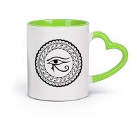 AYUEHBN Ceramics Mug - Ceramic All Seeing Eye Mandala Yoga Om Meditation Room （11oz/320ml） Office, Home, Café, Dishwasher & Microwave Safe Green