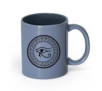 AYUEHBN Ceramics Mug - Ceramic All Seeing Eye Mandala Yoga Om Meditation Room （11oz/320ml） Office, Home, Café, Dishwasher & Microwave Safe Blue-Gray