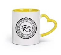 AYUEHBN Ceramics Mug - Ceramic All Seeing Eye Mandala Yoga Om Meditation Room （11oz/320ml） Office, Home, Café, Dishwasher & Microwave Safe Yellow