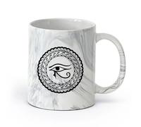 AYUEHBN Ceramics Mug - Ceramic All Seeing Eye Mandala Yoga Om Meditation Room （11oz/320ml） Office, Home, Café, Dishwasher & Microwave Safe Marble Black