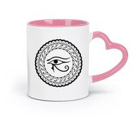 AYUEHBN Ceramics Mug - Ceramic All Seeing Eye Mandala Yoga Om Meditation Room （11oz/320ml） Office, Home, Café, Dishwasher & Microwave Safe Pink