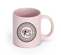AYUEHBN Ceramics Mug - Ceramic All Seeing Eye Mandala Yoga Om Meditation Room （11oz/320ml） Office, Home, Café, Dishwasher & Microwave Safe Pink