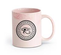AYUEHBN Ceramics Mug - Ceramic All Seeing Eye Mandala Yoga Om Meditation Room （11oz/320ml） Office, Home, Café, Dishwasher & Microwave Safe Marble Pink