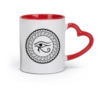 AYUEHBN Ceramics Mug - Ceramic All Seeing Eye Mandala Yoga Om Meditation Room （11oz/320ml） Office, Home, Café, Dishwasher & Microwave Safe Red