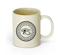AYUEHBN Ceramics Mug - Ceramic All Seeing Eye Mandala Yoga Om Meditation Room （11oz/320ml） Office, Home, Café, Dishwasher & Microwave Safe Light Yellow