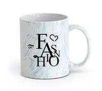 AYUEHBN Ceramics Mug - Ceramic Beauty Fashion Word Girl Face Salon Makeup （11oz/320ml） Humorous Gift for Coffee Lovers, Work Besties, Coworkers & Friends Marble Blue