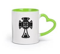 AYUEHBN Ceramics Mug - Ceramic Celtic Cross Ireland Irish Pattern Living （11oz/320ml） Humorous Gift for Coffee Lovers, Work Besties, Coworkers & Friends Green