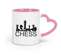 AYUEHBN Ceramics Mug - Ceramic Chess Piece Intellectual Game Logo and White （11oz/320ml） Humorous Gift for Coffee Lovers, Work Besties, Coworkers & Friends Pink