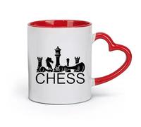 AYUEHBN Ceramics Mug - Ceramic Chess Piece Intellectual Game Logo and White （11oz/320ml） Humorous Gift for Coffee Lovers, Work Besties, Coworkers & Friends Red
