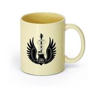 AYUEHBN Ceramics Mug - Ceramic Rock&Roll Just Music Guitar Instrument Wings （11oz/320ml） Humorous Gift for Coffee Lovers, Work Besties, Coworkers & Friends Beige