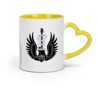 AYUEHBN Ceramics Mug - Ceramic Rock&Roll Just Music Guitar Instrument Wings （11oz/320ml） Humorous Gift for Coffee Lovers, Work Besties, Coworkers & Friends Yellow