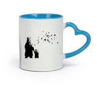 AYUEHBN Ceramics Mug, Coffee/Tea Cup Abstract Bears Flying Birds Patterns Animals （11oz/320ml） Great for Home, Office, Cafes, Gift Ideas Blue