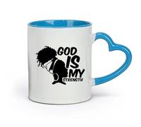 AYUEHBN Ceramics Mug, Coffee/Tea Cup Africa God is My Strength Afro Girl African Woman （11oz/320ml） for Milk Tea Cola Water Blue