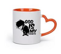AYUEHBN Ceramics Mug, Coffee/Tea Cup Africa God is My Strength Afro Girl African Woman （11oz/320ml） for Milk Tea Cola Water Orange