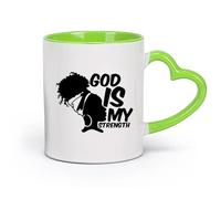 AYUEHBN Ceramics Mug, Coffee/Tea Cup Africa God is My Strength Afro Girl African Woman （11oz/320ml） for Milk Tea Cola Water Green
