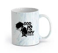 AYUEHBN Ceramics Mug, Coffee/Tea Cup Africa God is My Strength Afro Girl African Woman （11oz/320ml） for Milk Tea Cola Water Marble Blue