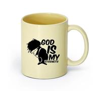 AYUEHBN Ceramics Mug, Coffee/Tea Cup Africa God is My Strength Afro Girl African Woman （11oz/320ml） for Milk Tea Cola Water Beige