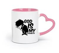 AYUEHBN Ceramics Mug, Coffee/Tea Cup Africa God is My Strength Afro Girl African Woman （11oz/320ml） for Milk Tea Cola Water Pink