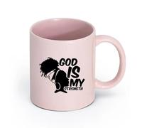 AYUEHBN Ceramics Mug, Coffee/Tea Cup Africa God is My Strength Afro Girl African Woman （11oz/320ml） for Milk Tea Cola Water Pink