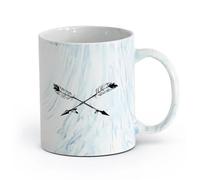 AYUEHBN Ceramics Mug, Coffee/Tea Cup Arrows Ethnic Style Bird's Feathers Hunter （11oz/320ml） Ceramic Coffee Mug for Cappuccino Tea, Milk, Marble Blue