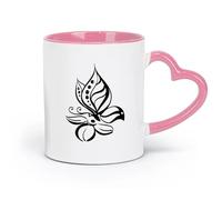 AYUEHBN Ceramics Mug, Coffee/Tea Cup Floral Ornament Magical Dreamlike Beautiful Magnificent Flower （11oz/320ml） for Home and Office Pink