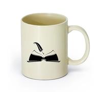 AYUEHBN Ceramics Mug, Coffee/Tea Cup Open Book Pen Write a Manuscript Bookstore （11oz/320ml） Cappuccino, Latte Macchiato, Tea, Espresso Light Yellow