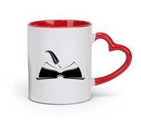 AYUEHBN Ceramics Mug, Coffee/Tea Cup Open Book Pen Write a Manuscript Bookstore （11oz/320ml） Cappuccino, Latte Macchiato, Tea, Espresso Red