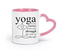 AYUEHBN Ceramics Mug, Coffee/Tea Cup Phrase Motivation Philosophical Statement About Yoga （11oz/320ml） for Home or Work Pink