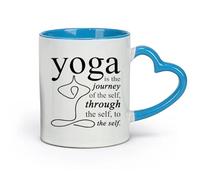AYUEHBN Ceramics Mug, Coffee/Tea Cup Phrase Motivation Philosophical Statement About Yoga （11oz/320ml） for Home or Work Blue