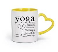 AYUEHBN Ceramics Mug, Coffee/Tea Cup Phrase Motivation Philosophical Statement About Yoga （11oz/320ml） for Home or Work Yellow