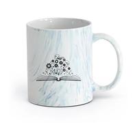 AYUEHBN Ceramics Mug, Coffee/Tea Cup School Brain Science Open Book Lamp Gears Physics （11oz/320ml） for Hot Beverages, Latte, Cappuccino Marble Blue