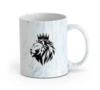 AYUEHBN Ceramics Novelty Ceramic Cup Abstract Polyhedron African Lion King Crown Animal Cat （11oz/320ml） Nice Xmas Gift Marble Blue