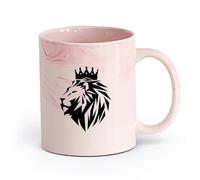 AYUEHBN Ceramics Novelty Ceramic Cup Abstract Polyhedron African Lion King Crown Animal Cat （11oz/320ml） Nice Xmas Gift Marble Pink