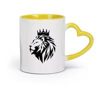 AYUEHBN Ceramics Novelty Ceramic Cup Abstract Polyhedron African Lion King Crown Animal Cat （11oz/320ml） Nice Xmas Gift Yellow