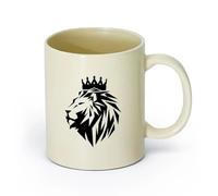 AYUEHBN Ceramics Novelty Ceramic Cup Abstract Polyhedron African Lion King Crown Animal Cat （11oz/320ml） Nice Xmas Gift Light Yellow