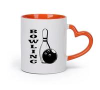 AYUEHBN Ceramics Novelty Ceramic Cup Entertainment Bowling Ball Center Game Sport （11oz/320ml） Office, Home, Café, Dishwasher & Microwave Safe Orange