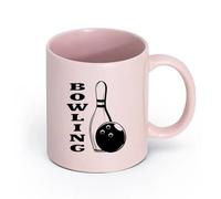 AYUEHBN Ceramics Novelty Ceramic Cup Entertainment Bowling Ball Center Game Sport （11oz/320ml） Office, Home, Café, Dishwasher & Microwave Safe Pink