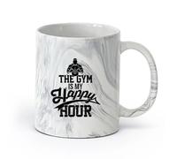 AYUEHBN Ceramics Novelty Ceramic Cup Lifestyle Gymnastics Fitnesscenter Man Sports Phrase Words （11oz/320ml） Restaurant, Office Marble Black