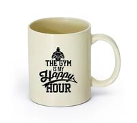 AYUEHBN Ceramics Novelty Ceramic Cup Lifestyle Gymnastics Fitnesscenter Man Sports Phrase Words （11oz/320ml） Restaurant, Office Light Yellow