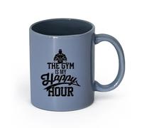 AYUEHBN Ceramics Novelty Ceramic Cup Lifestyle Gymnastics Fitnesscenter Man Sports Phrase Words （11oz/320ml） Restaurant, Office Blue-Gray